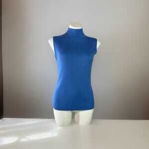 Croft & Barrel Women sleeveless Sweater Mock Collared Turtleneck Blue Size M